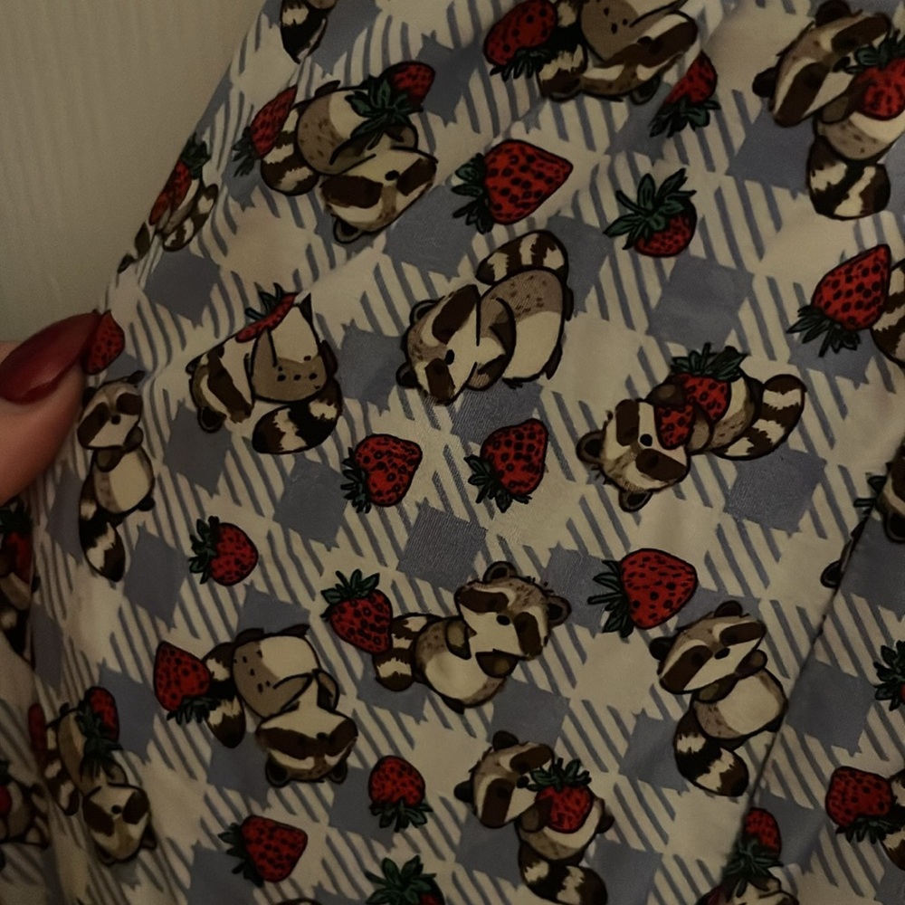 Hot Topic Raccoons and Strawberries Floral Blue Maxi Dress - Picture 2 of 4